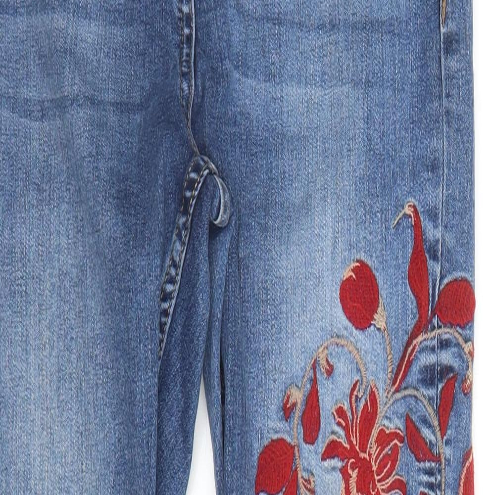 NEXT Womens Blue Floral Denim Skinny Jeans Size 12 L27 in