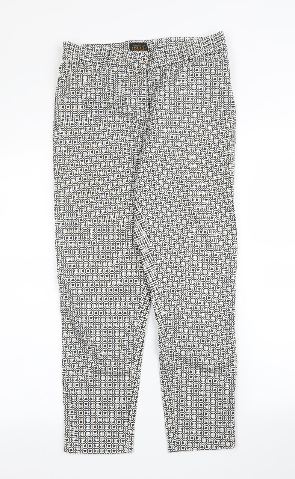 Joules Womens Black Geometric  Pedal Pusher Trousers Size 8 L24 in