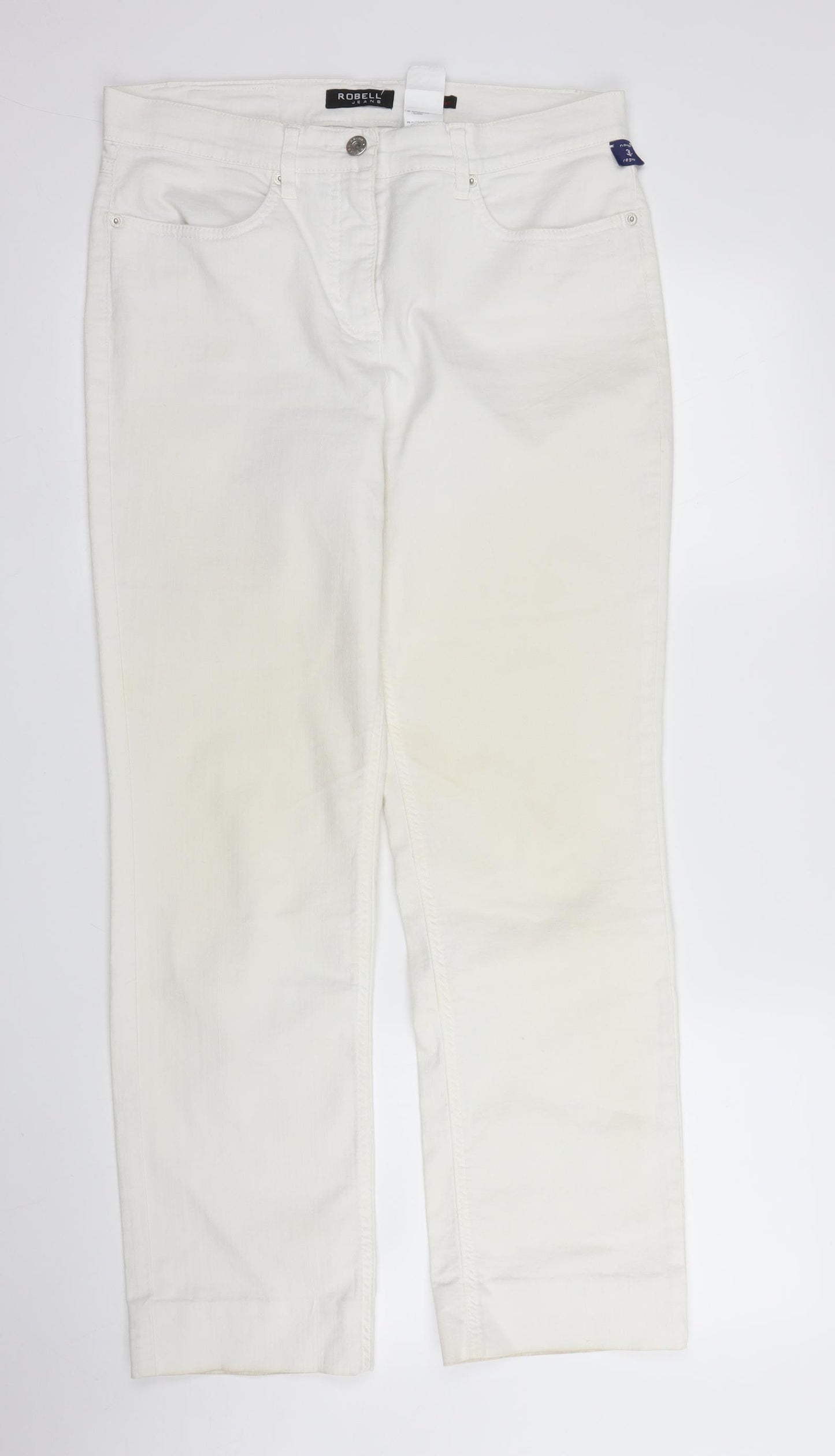 Robell Womens White  Denim Straight Jeans Size M L28 in