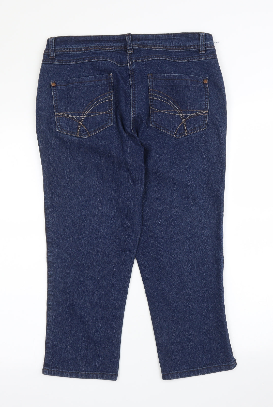 M&Co Womens Blue  Denim Cropped Jeans Size 14 L21 in