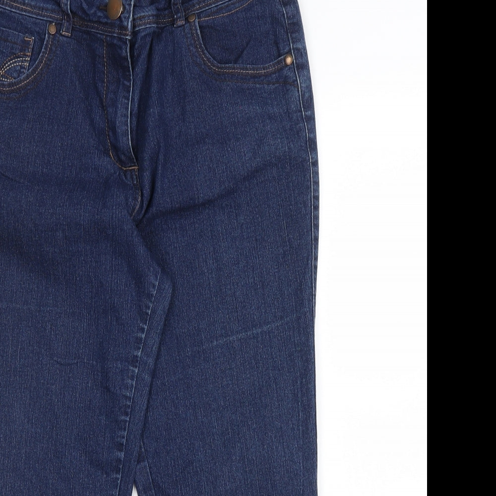 M&Co Womens Blue  Denim Cropped Jeans Size 14 L21 in