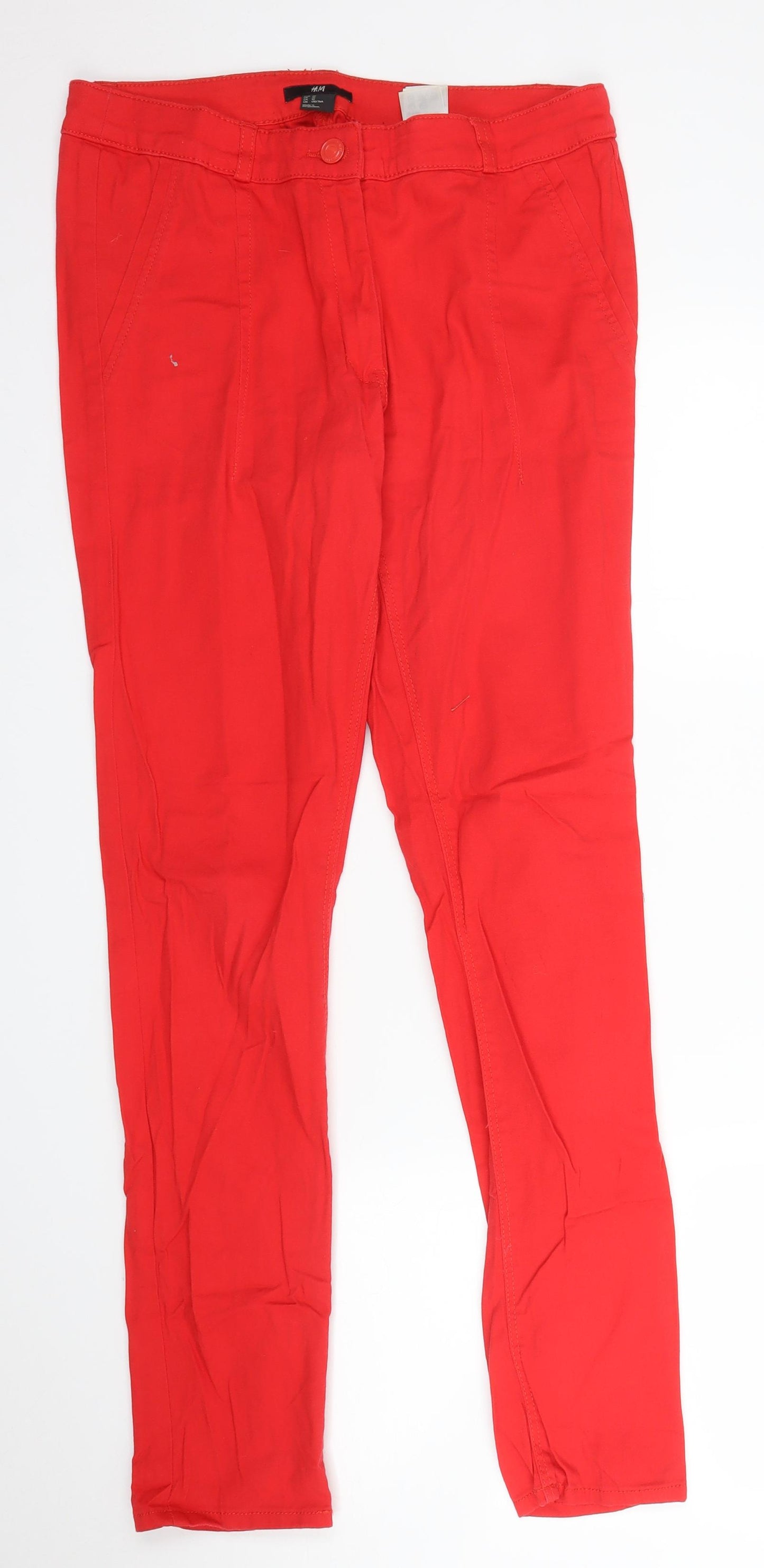 H&M Womens Red  Denim Skinny Jeans Size 12 L29 in