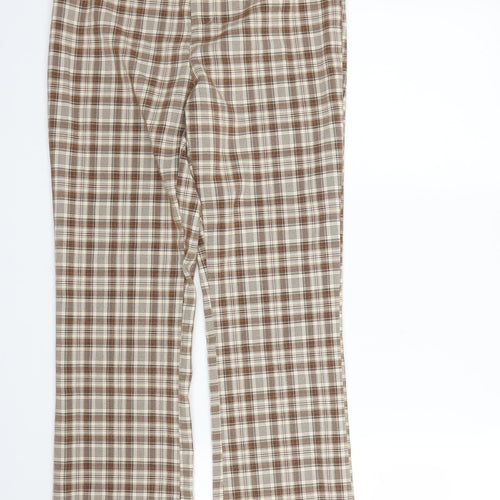 SheIn Womens Beige Check Rayon Trousers  Size XS L29 in