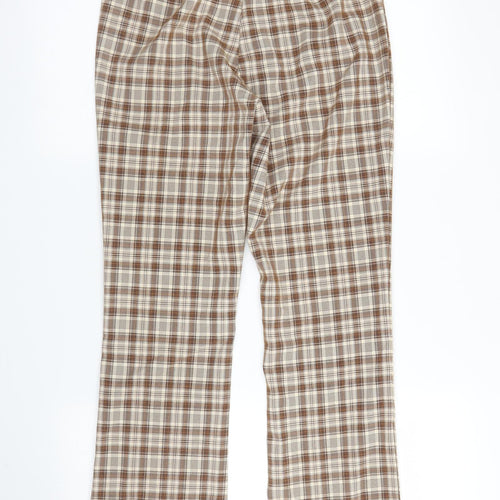 SheIn Womens Beige Check Rayon Trousers  Size XS L29 in