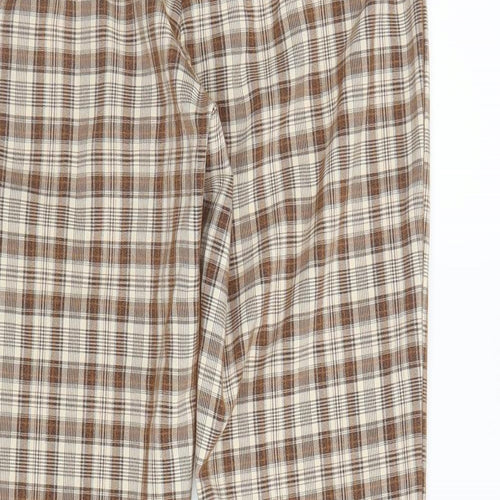 SheIn Womens Beige Check Rayon Trousers  Size XS L29 in