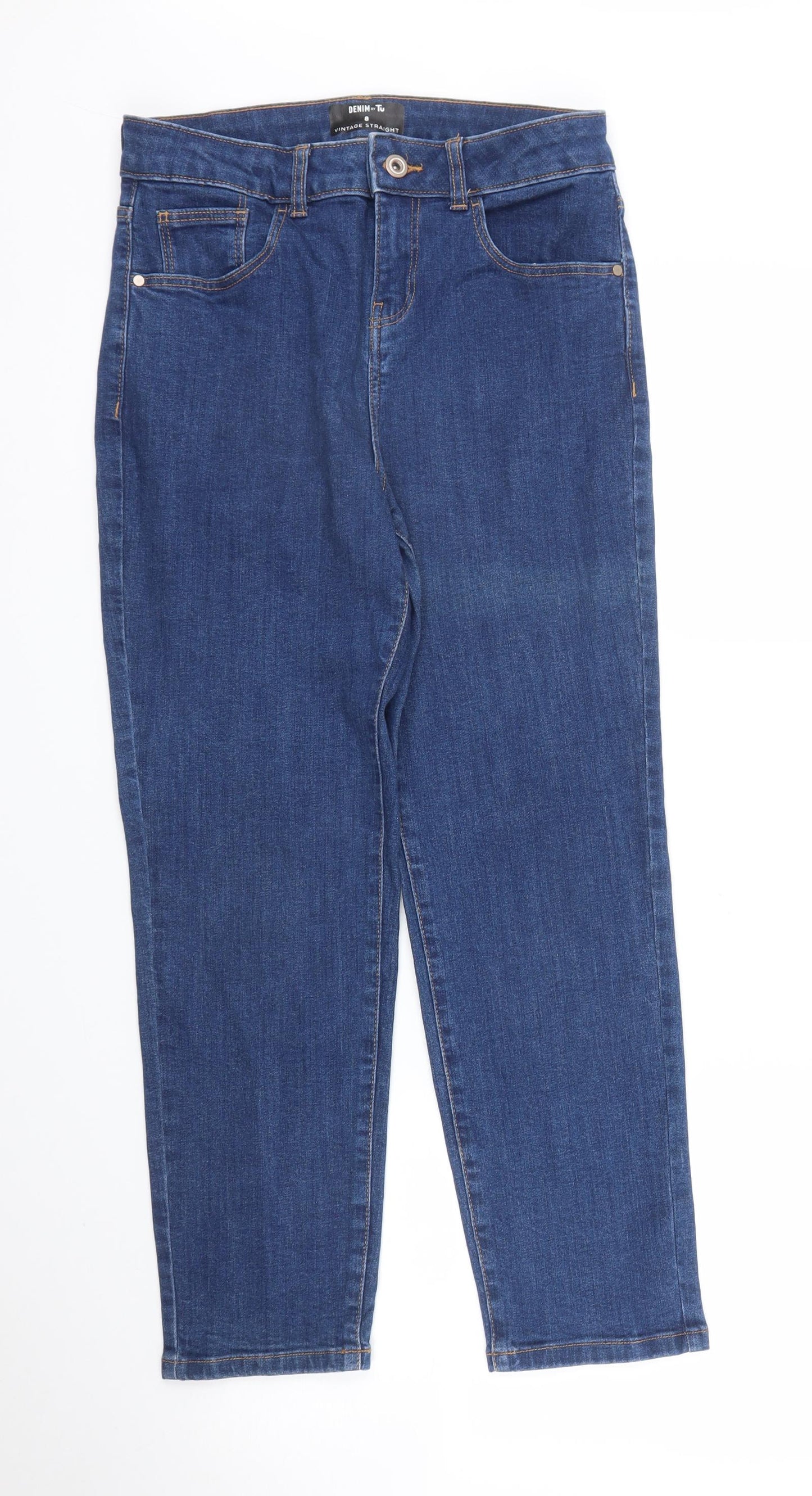 TU Womens Blue  Denim Straight Jeans Size 8 L25 in