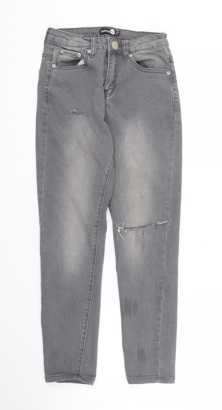Boohoo Womens Grey Denim Skinny Jeans Size 6 L24 in