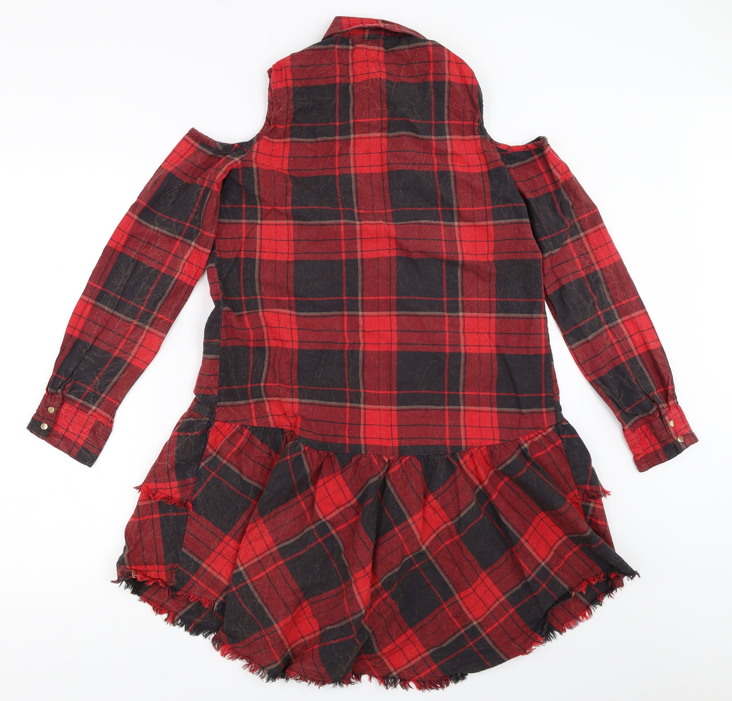 River Island Girls Red Check  Shirt Dress  Size 12 Years