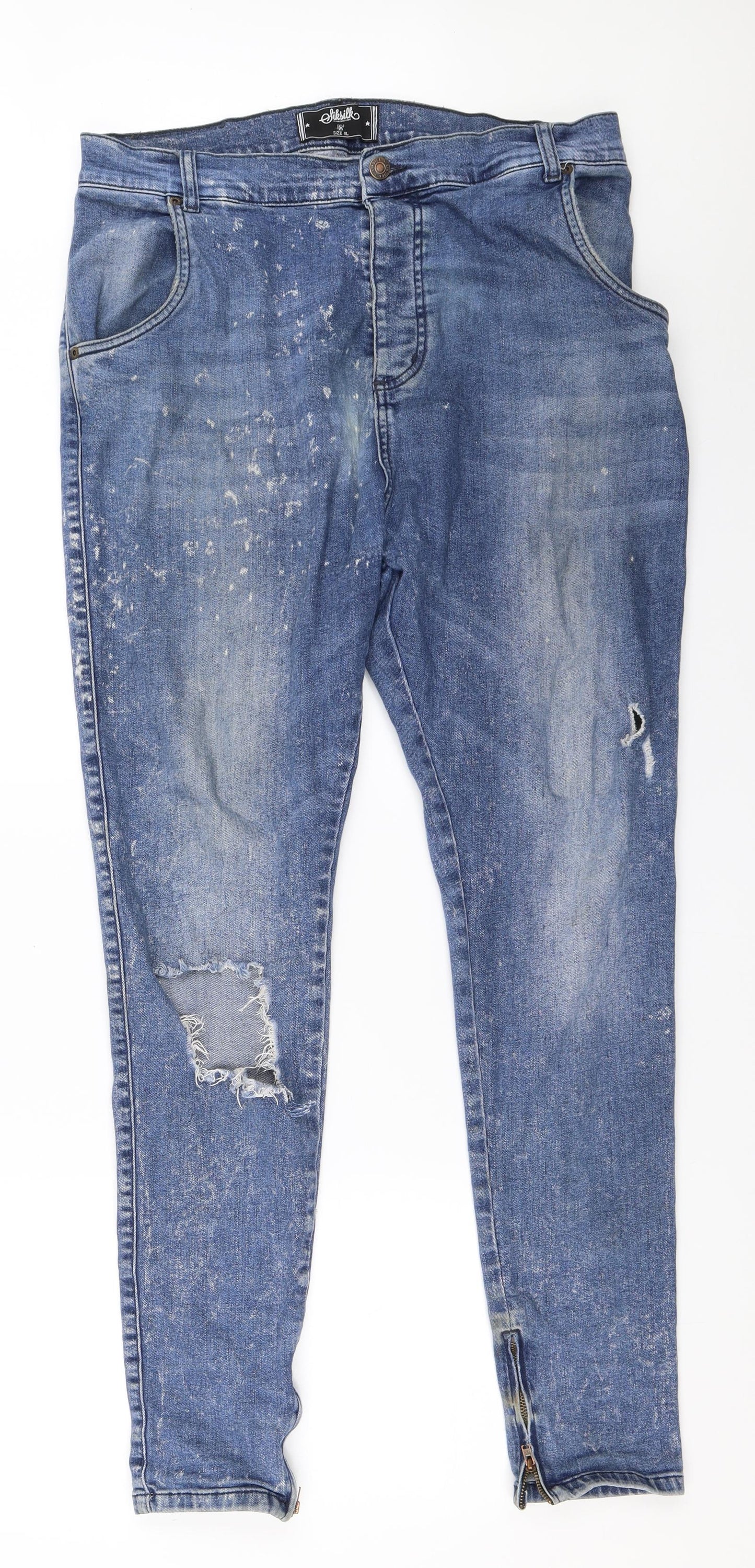 SikSilk Mens Blue   Skinny Jeans Size XL L30 in
