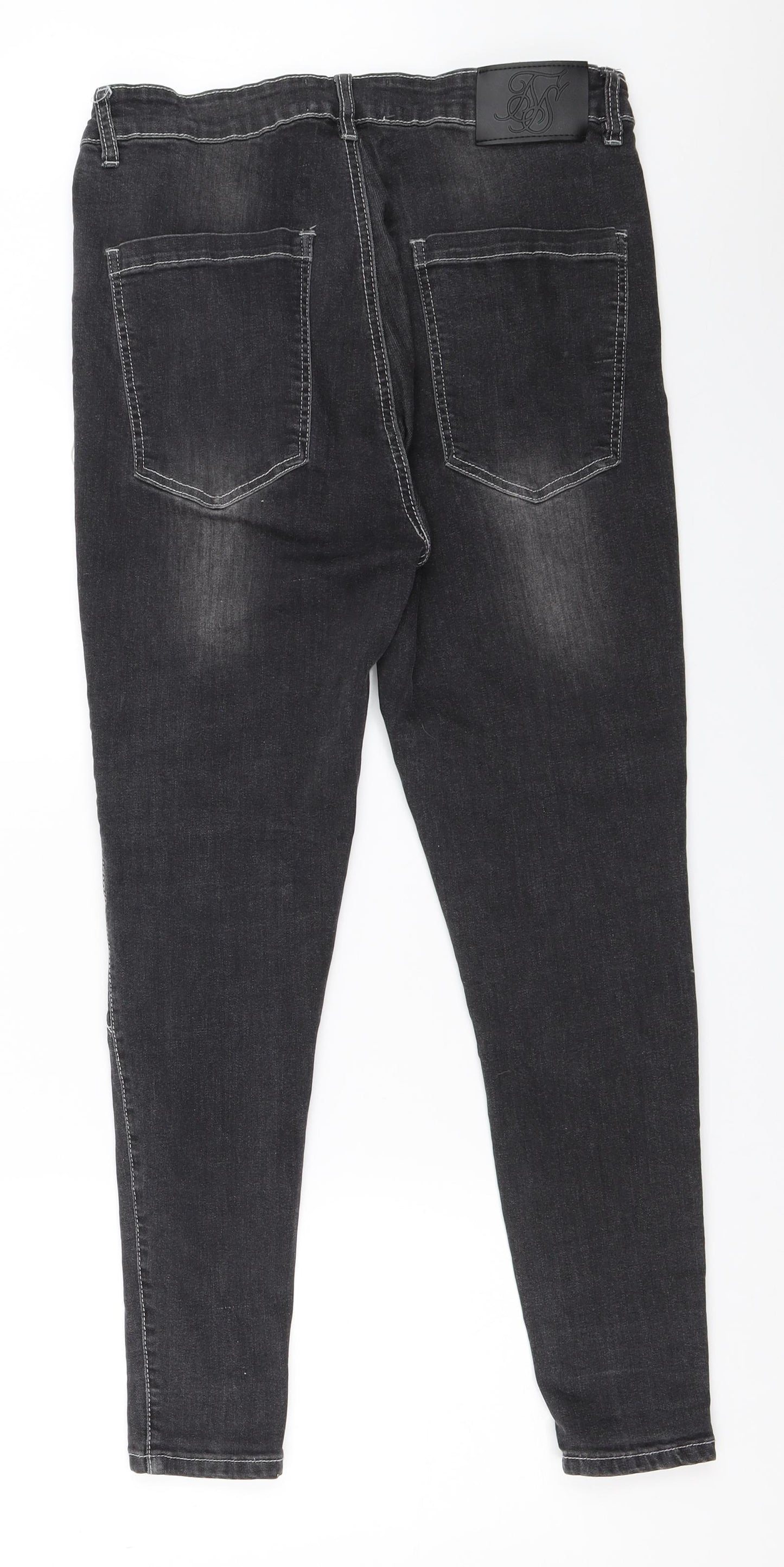 SikSilk Mens Black  Denim Skinny Jeans Size M L27 in
