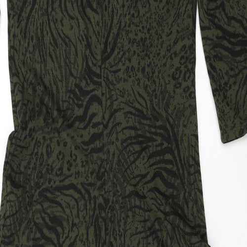 Zara Womens Green Animal Print  Jumpsuit One-Piece Size S