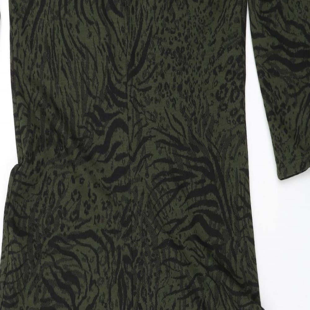 Zara Womens Green Animal Print  Jumpsuit One-Piece Size S