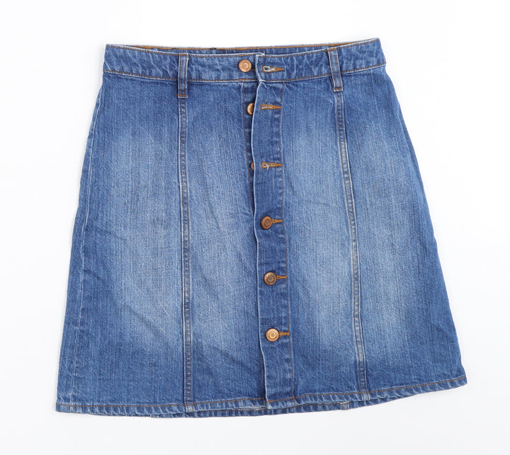 H&M Womens Blue Denim A-Line Skirt Size 36