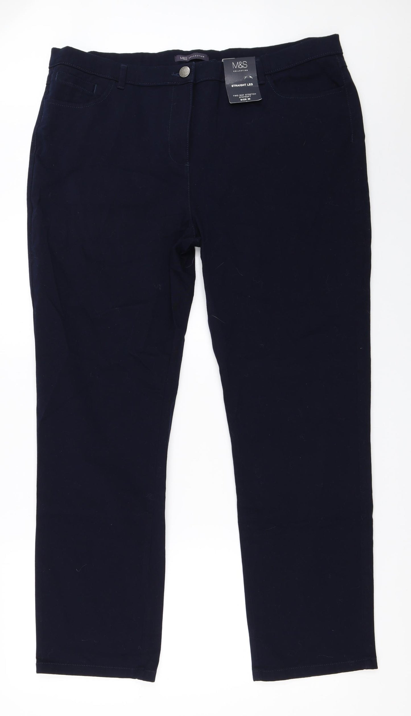 Marks and Spencer Womens Blue   Straight Jeans Size 20 L30 in