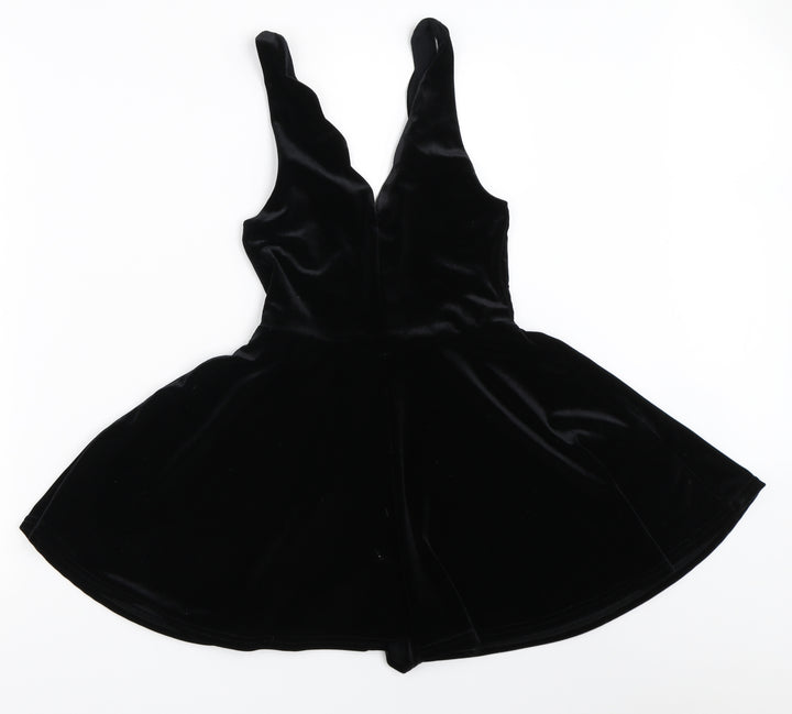 Pins & Needles Womens Black Velour Playsuit One-Piece Size XS