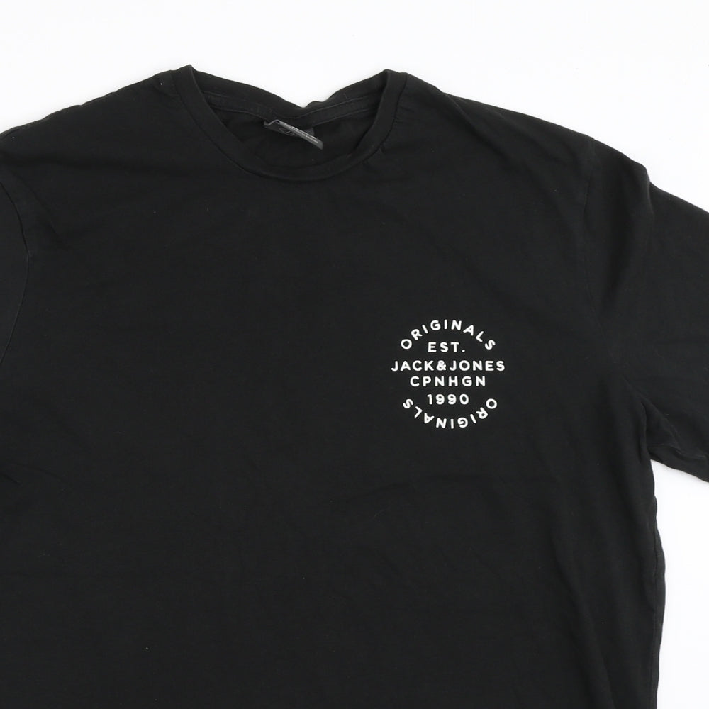 JACK & JONES Mens Black    T-Shirt Size L