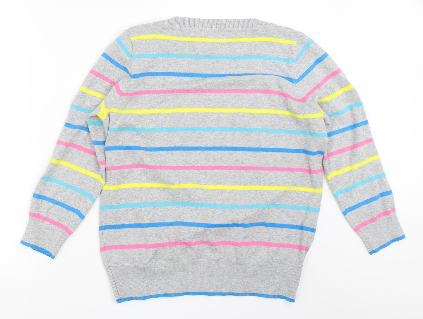 M&Co Womens Grey Striped  Pullover Jumper Size 14