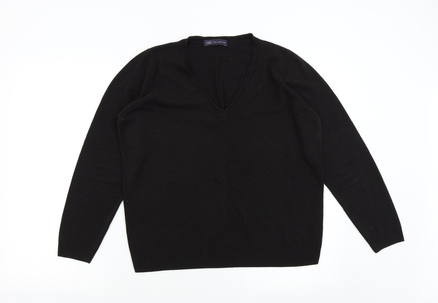 M&S Womens Black  Knit Pullover Jumper Size 18