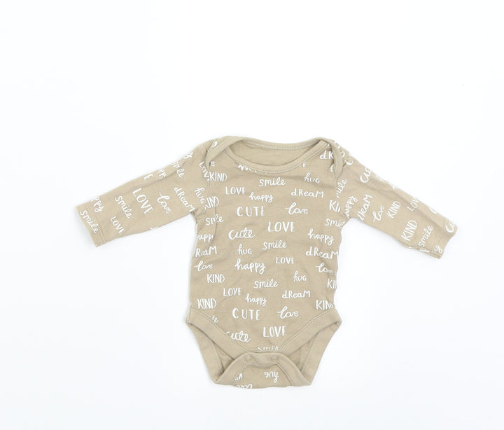 George Baby Brown Babygrow One-Piece Size 0-3 Months - Cute Love Smile
