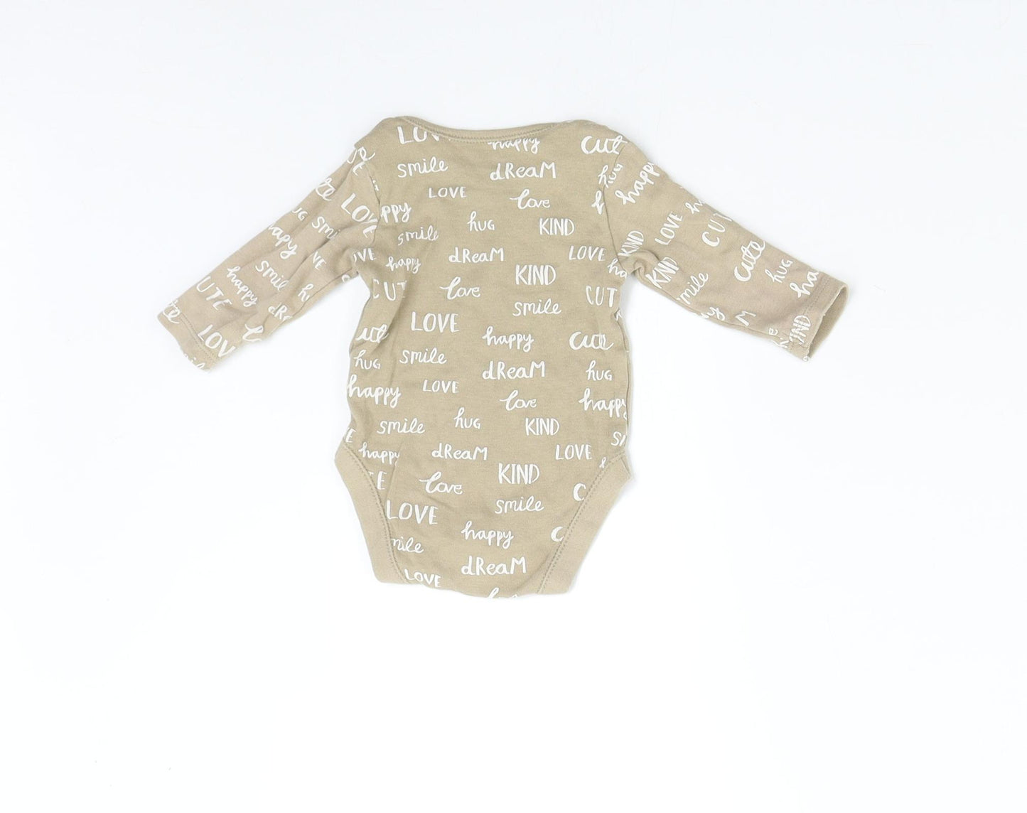 George Baby Brown   Babygrow One-Piece Size 0-3 Months  - Cute Love Smile