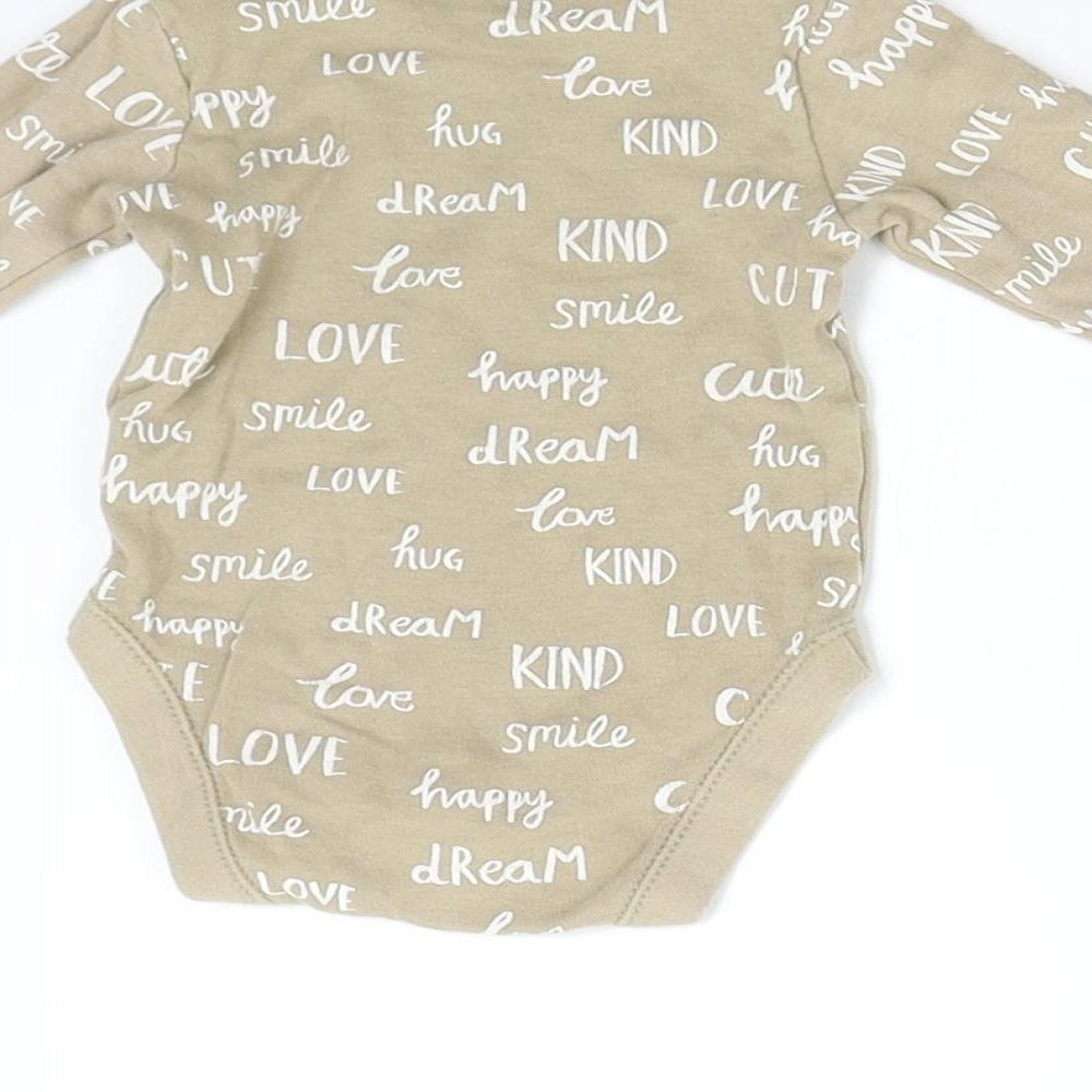 George Baby Brown   Babygrow One-Piece Size 0-3 Months  - Cute Love Smile