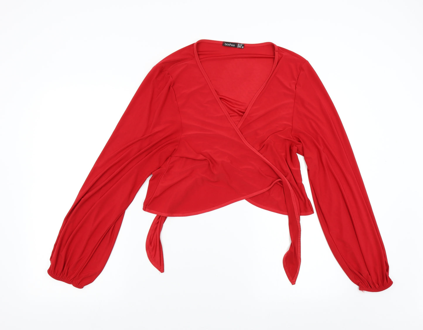 Boohoo Womens Red   Wrap Blouse Size 22