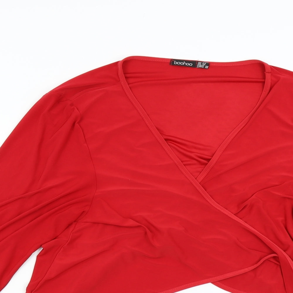 Boohoo Womens Red   Wrap Blouse Size 22