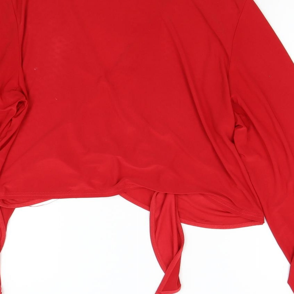 Boohoo Womens Red   Wrap Blouse Size 22