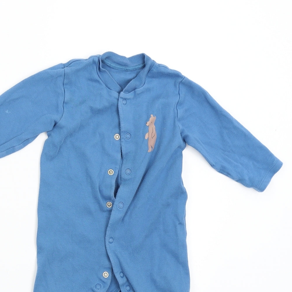 M&S Baby Blue   Babygrow One-Piece Size 9-12 Months  - Bear