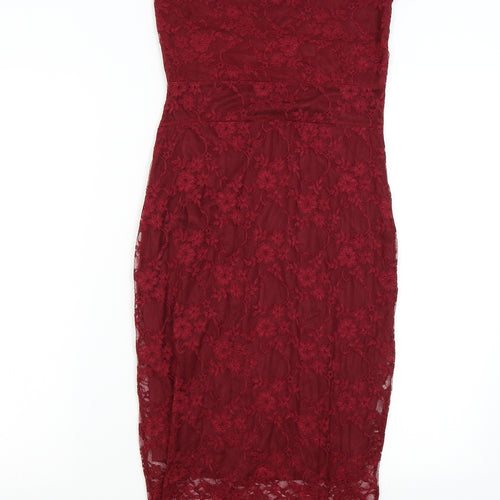 Boohoo Womens Red  Lace Bodycon  Size 8