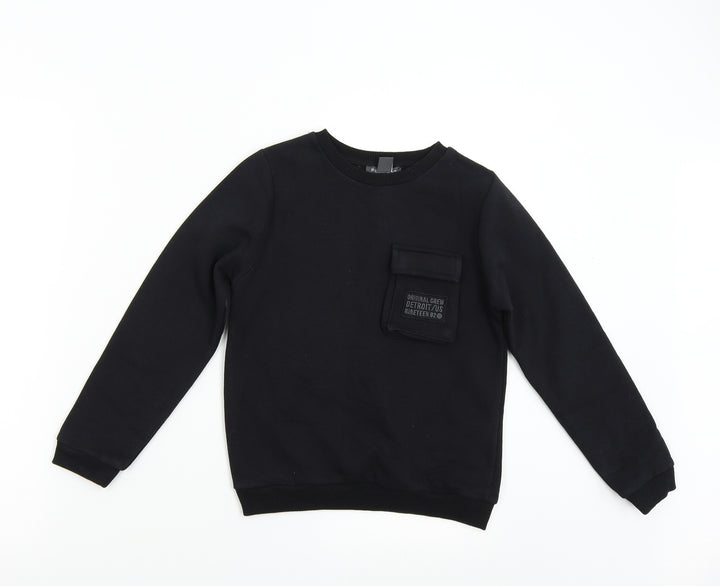 Primark Boys Black Pullover Sweatshirt Size 9-10 Years