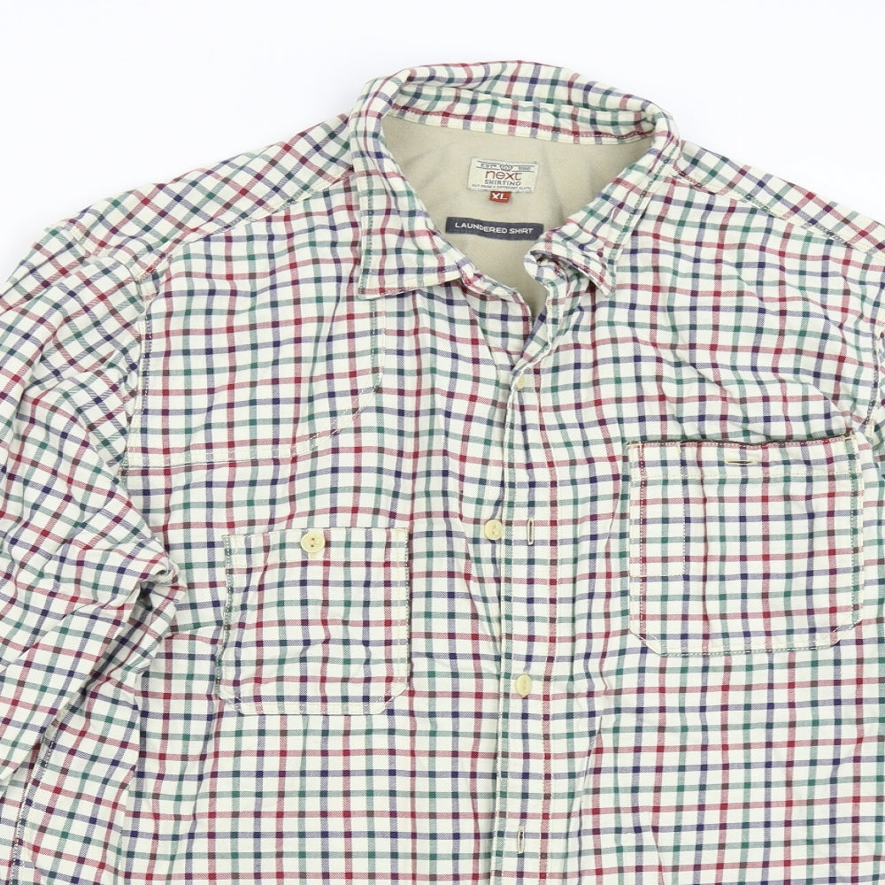 NEXT Mens Multicoloured Check   Button-Up Size XL