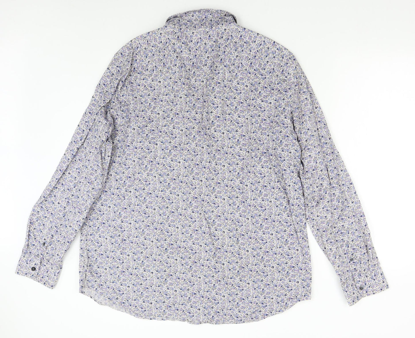 Jeff Banks Mens Blue Floral   Button-Up Size XL