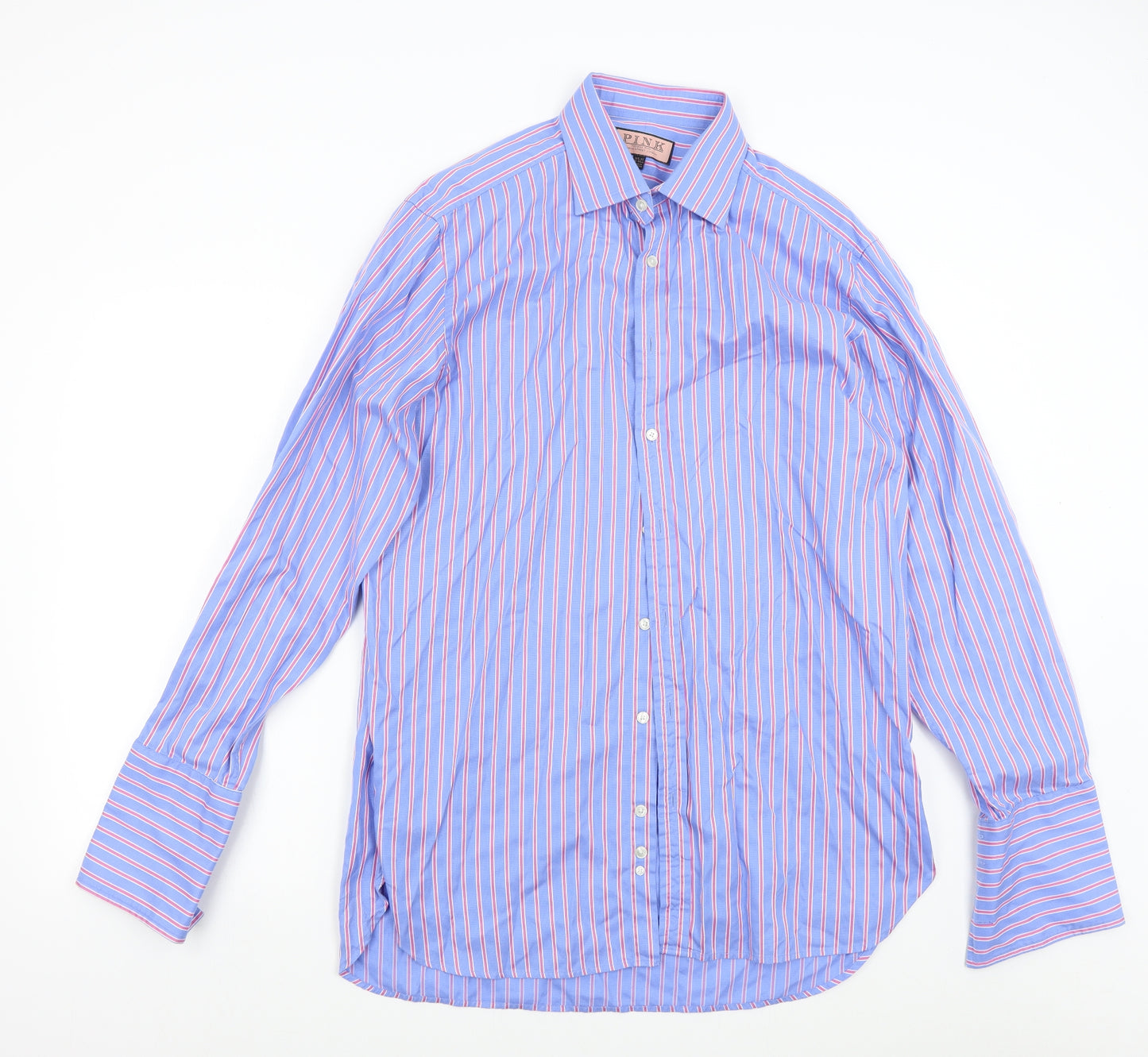 PINK Mens Blue Striped   Dress Shirt Size 16.5