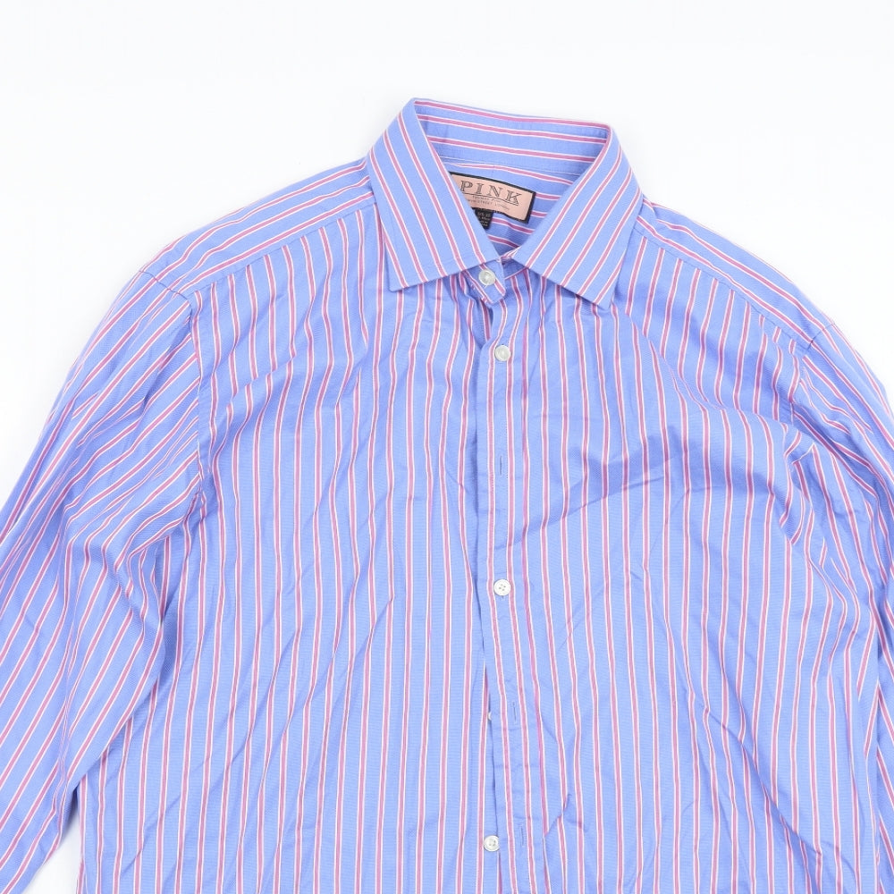 PINK Mens Blue Striped   Dress Shirt Size 16.5