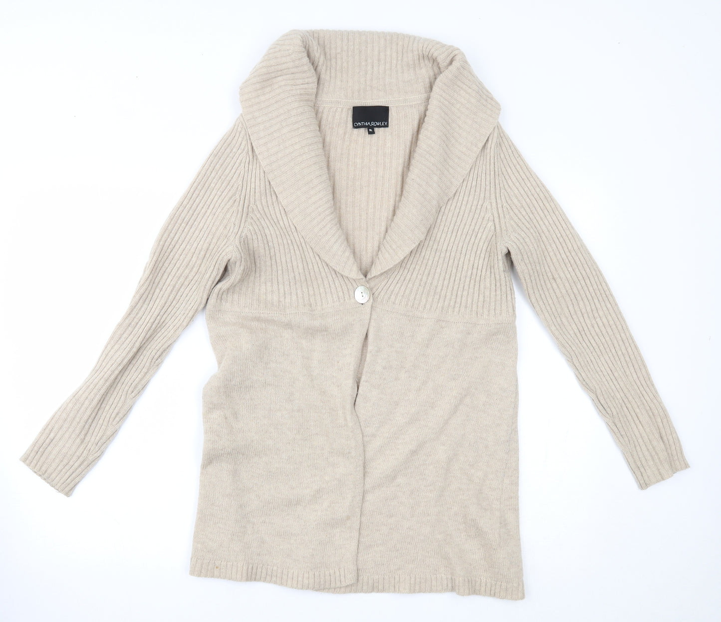 Cynthia Rowley Womens Beige   Cardigan Jumper Size XL