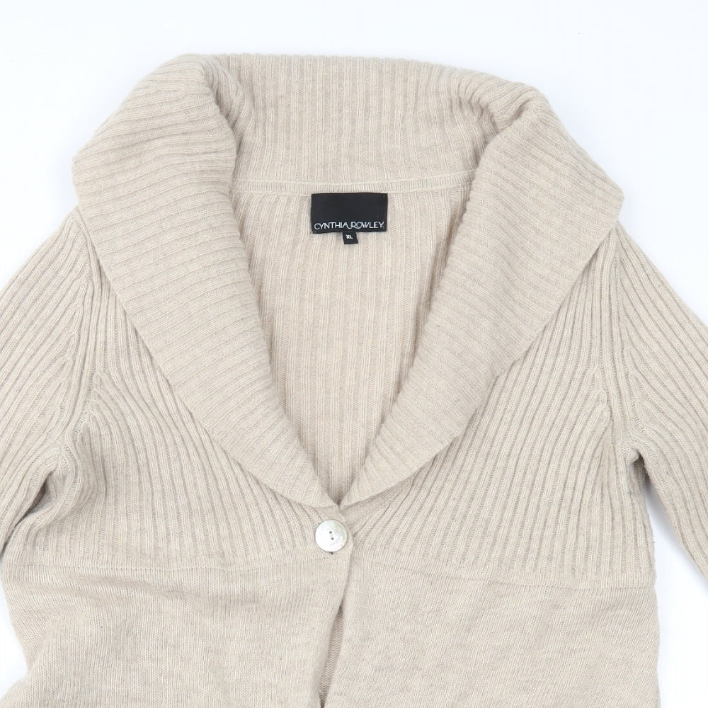 Cynthia Rowley Womens Beige   Cardigan Jumper Size XL