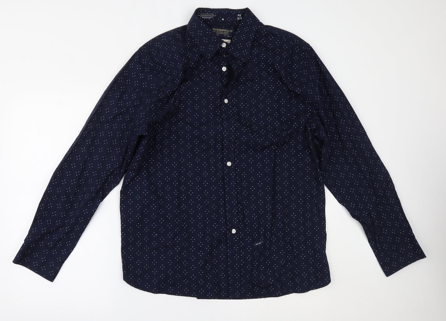 Hammond & CO Mens Blue Polka Dot   Dress Shirt Size L