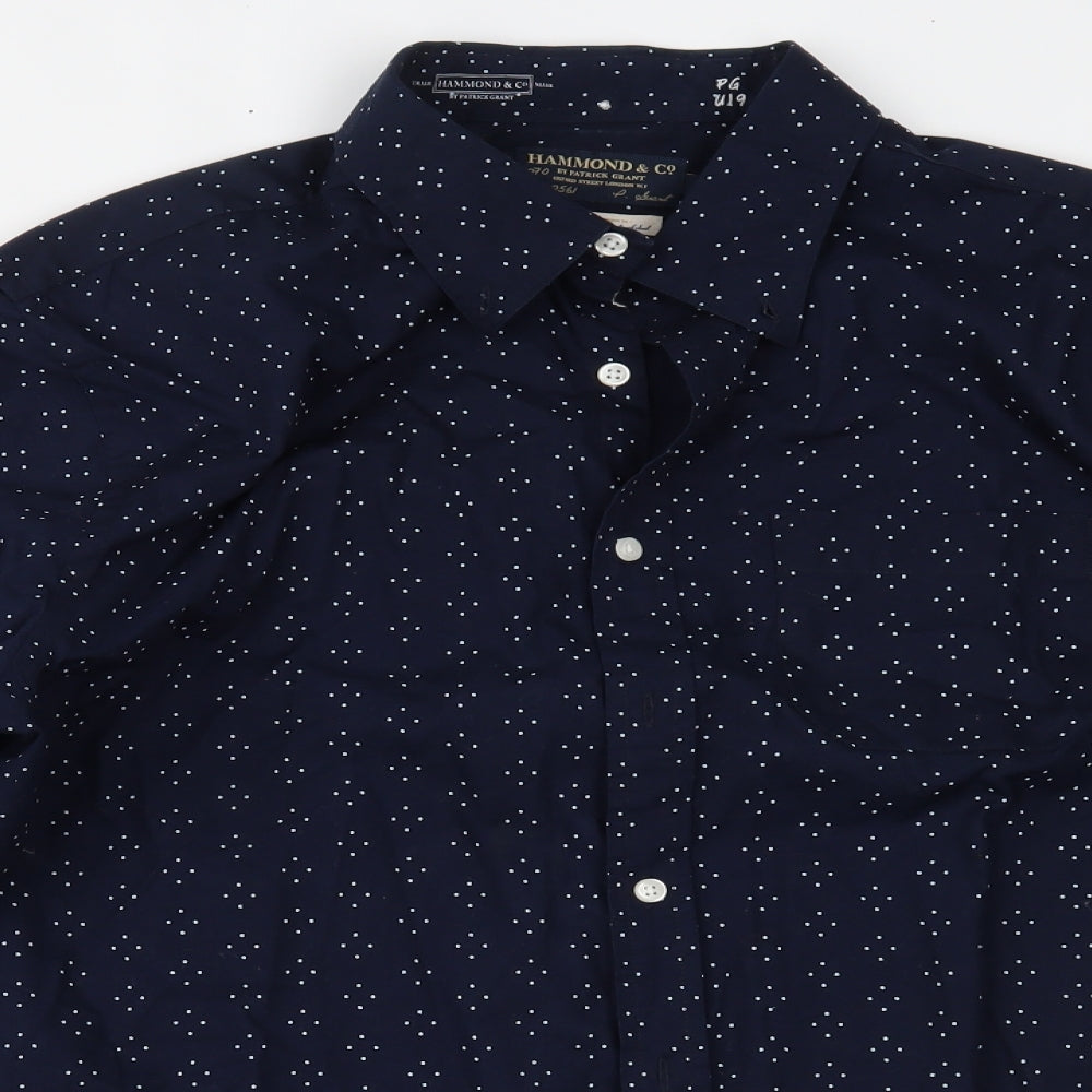 Hammond & CO Mens Blue Polka Dot   Dress Shirt Size L