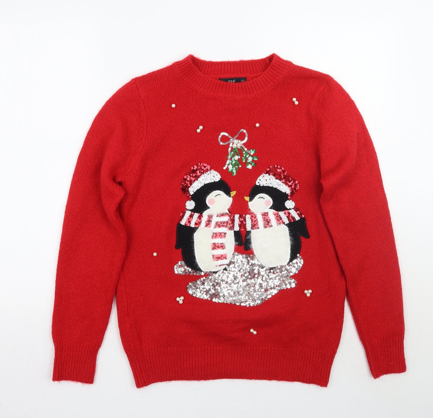 F&F Womens Red   Pullover Jumper Size 12  - Christmas