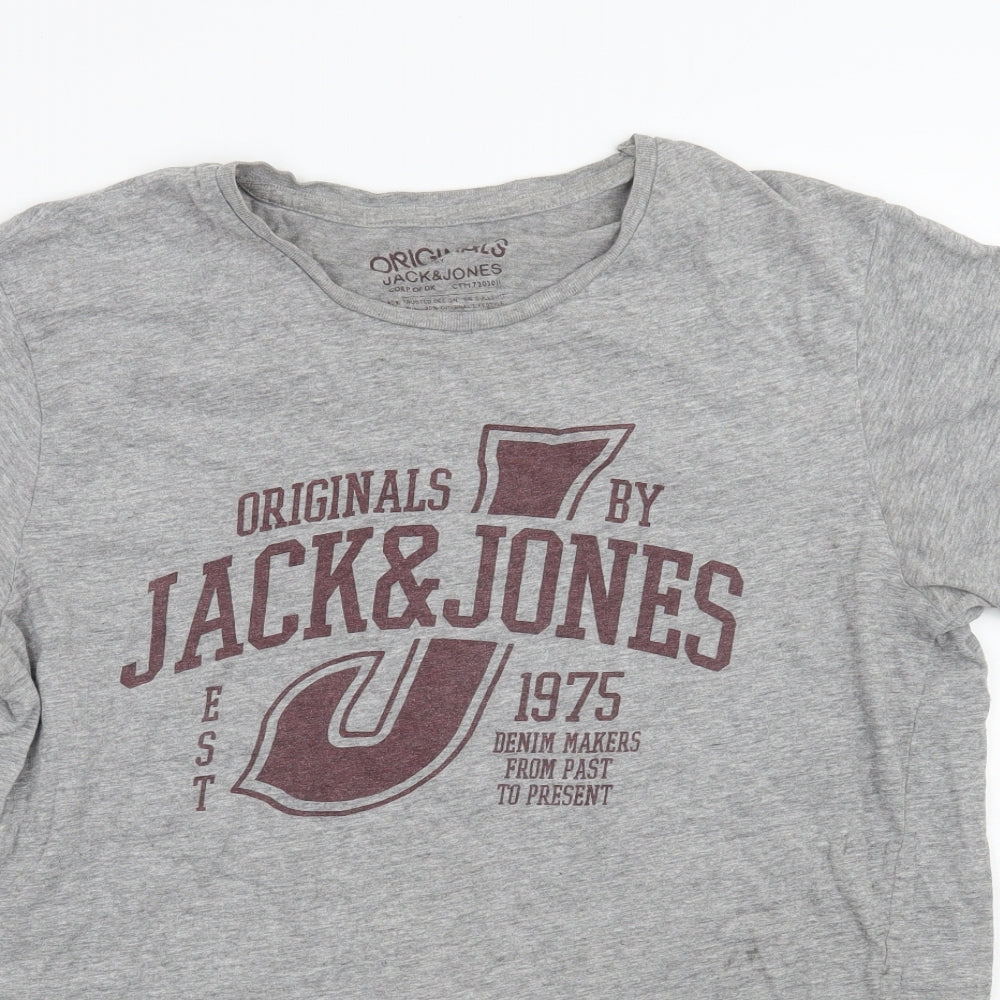 JACK & JONES Mens Grey    T-Shirt Size M