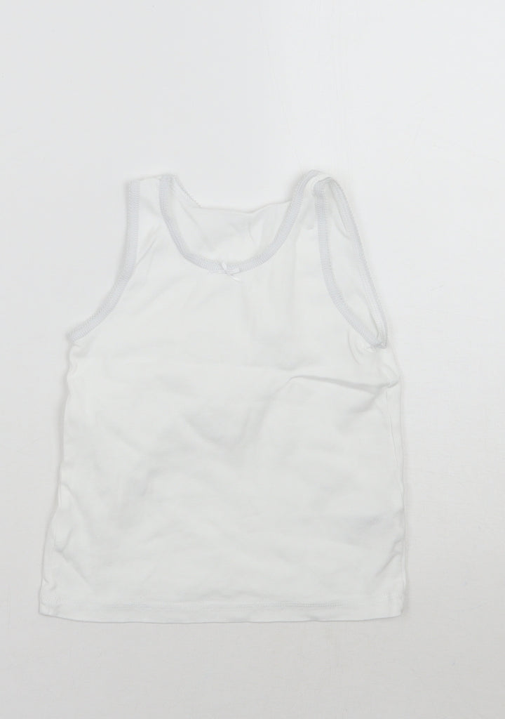 Nutmeg Girls White   Basic Tank Size 7-8 Years