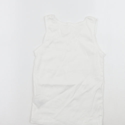 Nutmeg Girls White   Basic Tank Size 7-8 Years