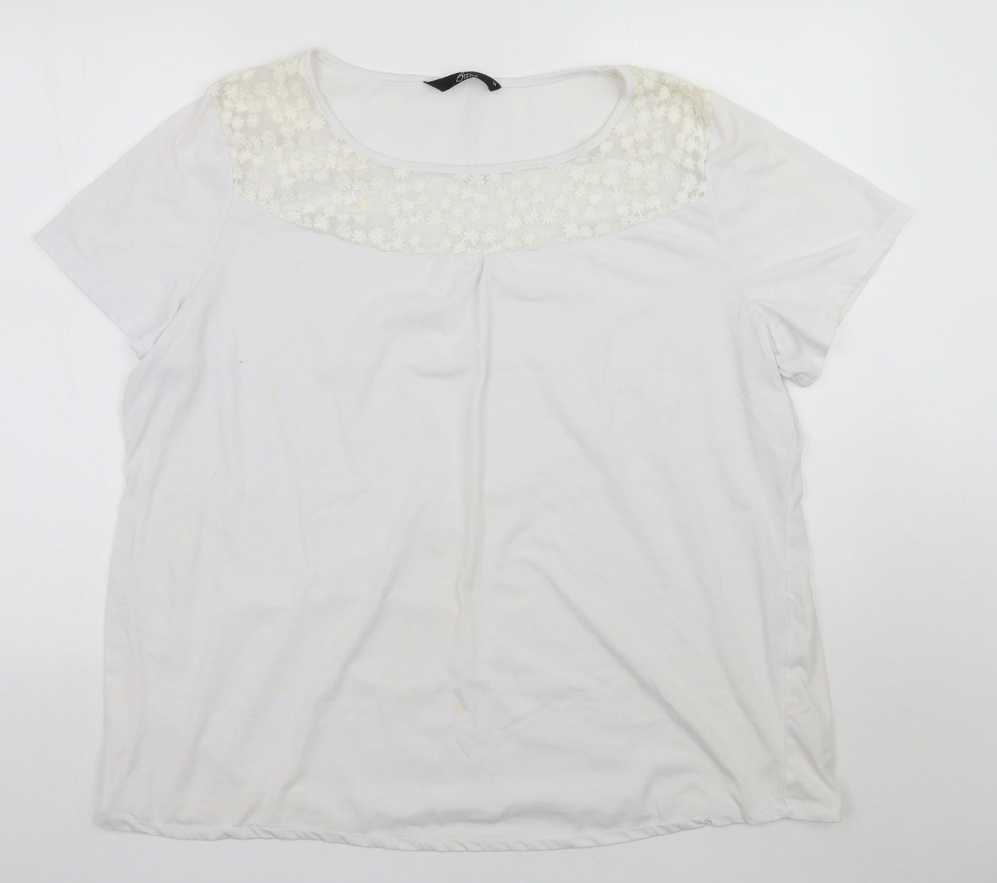 BM Womens White Floral  Basic T-Shirt Size 24
