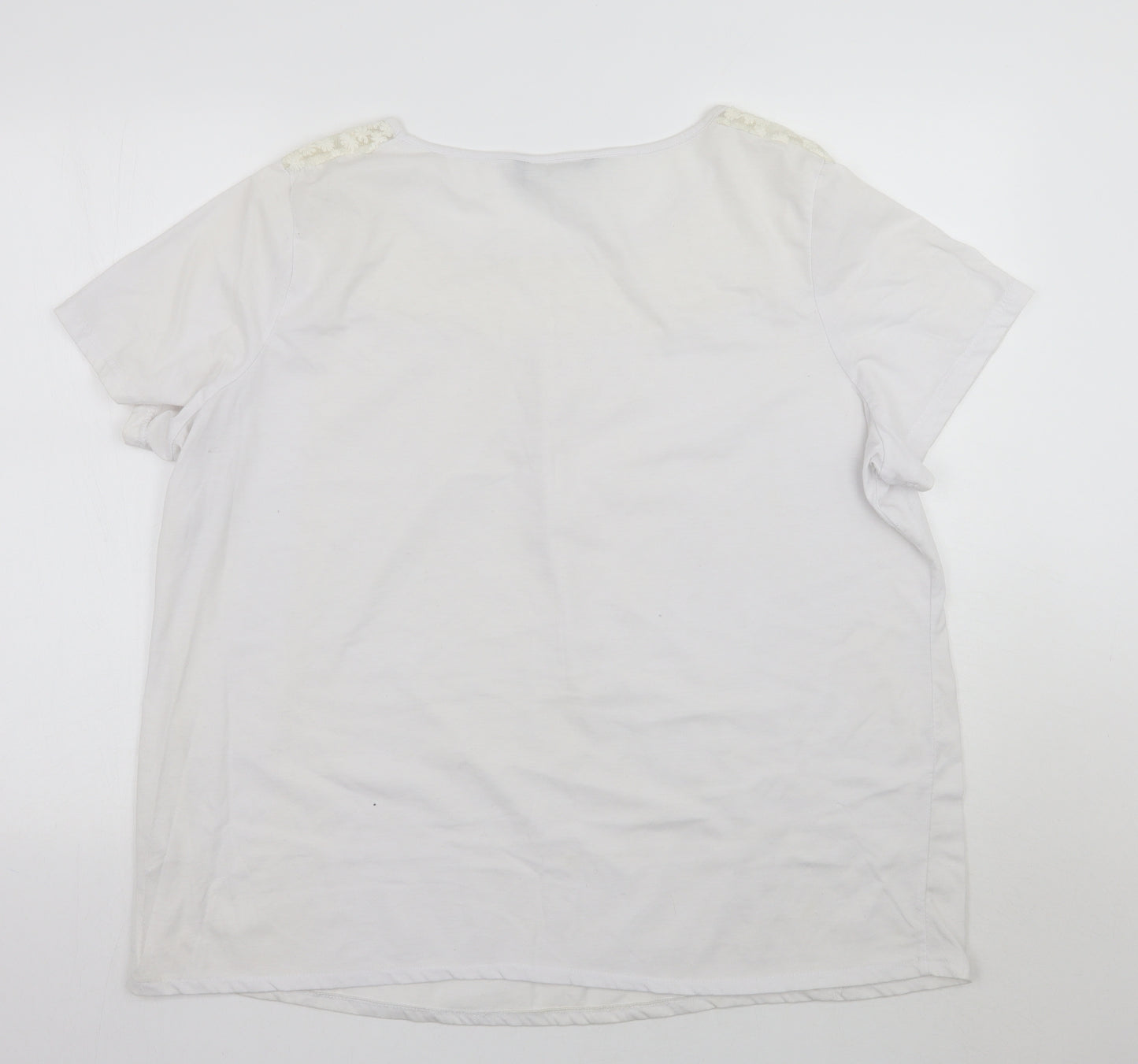 BM Womens White Floral  Basic T-Shirt Size 24