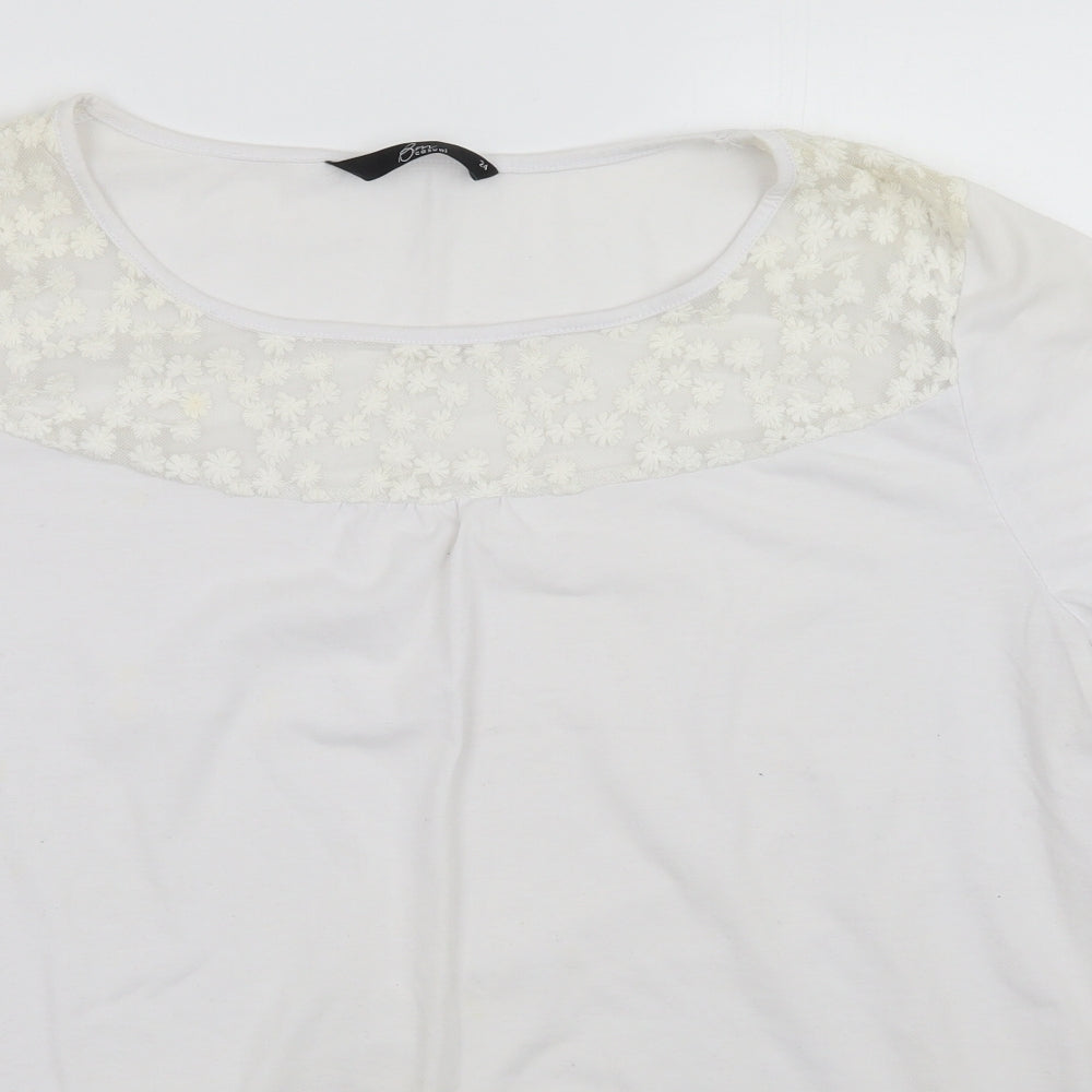 BM Womens White Floral  Basic T-Shirt Size 24