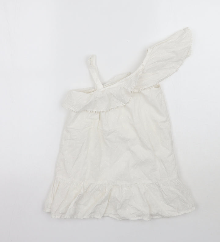Marks and Spencer Girls White Ramie A-Line Size 4-5 Years