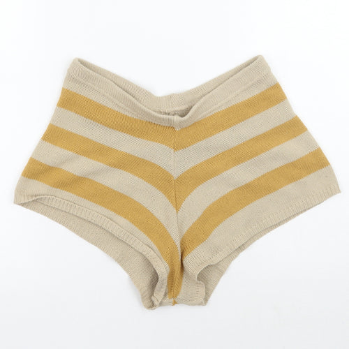 Nasty Gal Womens Beige Striped  Bermuda Shorts Size S