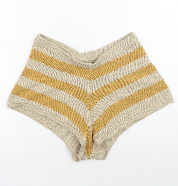 Nasty Gal Womens Beige Striped Bermuda Shorts Size S