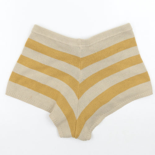 Nasty Gal Womens Beige Striped  Bermuda Shorts Size S